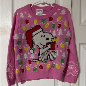 Jumping Beans Pink Snoopy Holiday Sweater